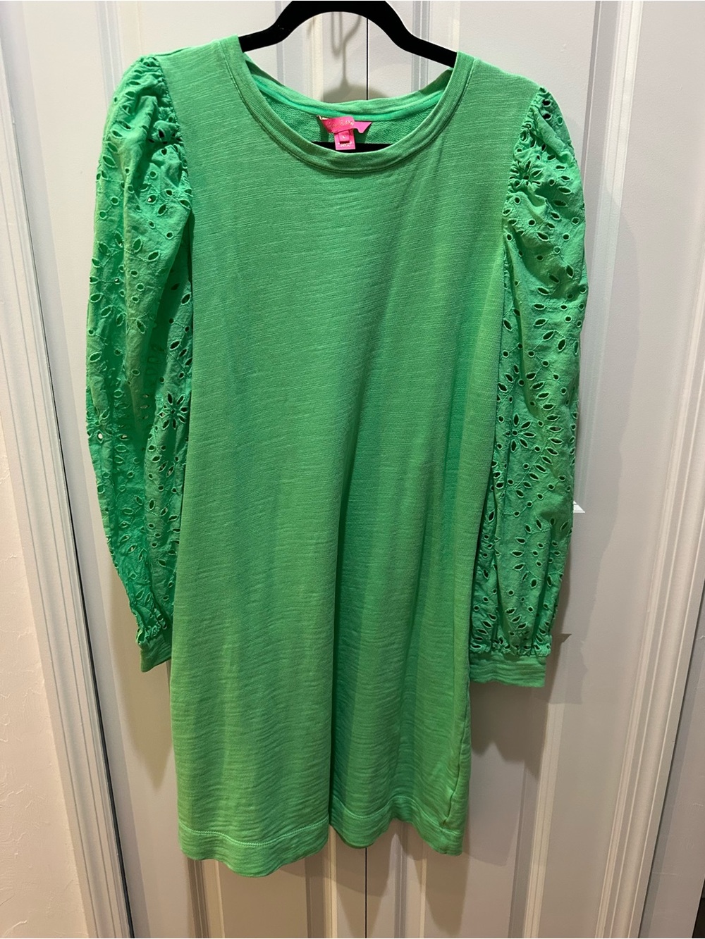 Lilly Pulitzer Green Eyelet-Sleeve Knit Casual Dress
